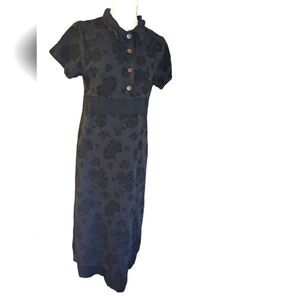 Alywear vintage black floral print dress size small‎